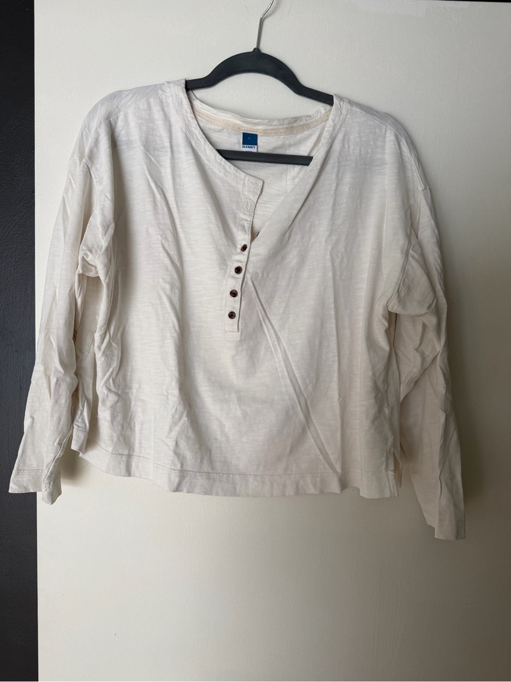 Old Navy Cream Henley Long Sleeve Top